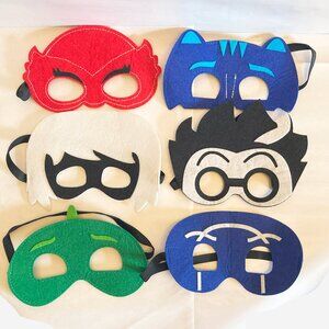 6 PJ Masks Capes and Felt Mask w/ bag Gekko Owlette Luna Girl CatBoy Romeo Ninja
